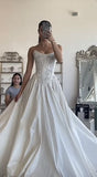 Romantic Bridal Gown A line Sweetheart Satin White Slit Wedding Dresses Minimalist Bridal Gowns HZ1214