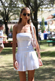 Pretty Sheath Strapless Satin White Summer Birthday Dress Hoco Dress Birthday Outfit 19th Birthday Mini Cocktail Dresses HZ1214