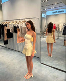 Simple A Line Spaghetti Straps Satin Short Summer Birthday Dress Hoco Dress Birthday Outfit 18th Birthday Mini Party Dresses HZ1214