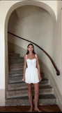 Sexy A Line Straps White Short Summer Birthday Dress Hoco Dress Birthday Outfit 16th Birthday Mini Party Dresses HZ1214