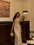 Elegant Mermaid Satin Ivory Sleeveless 21st Birthday Dress Party Gown Birthday Outfits Birthday Dress Ideas For Women HZ1214
