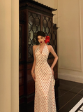 Elegant A line White Polka Dots Sleeveless 21st Birthday Dress Party Gown Birthday Outfits Birthday Dress Ideas For Women HZ1214