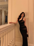 Elegant Mermaid Black Lace Sleeveless 21st Birthday Dress Party Gown Birthday Outfits Birthday Dress Ideas For Women HZ1214
