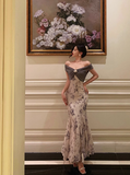Classy Mermaid Off The Shoulder Floral Long 18th Birthday Dress Party Gown 21st Birthday Outfits Birthday Dress Ideas For Women HZ1214