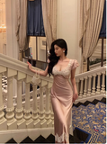 Classy Sheath Pink Satin Long 18th Birthday Dress Party Gown 21st Birthday Outfits Birthday Dress Ideas For Women HZ1214