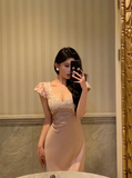 Classy Sheath Pink Satin Long 18th Birthday Dress Party Gown 21st Birthday Outfits Birthday Dress Ideas For Women HZ1214