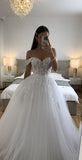 Ethereal Wedding Dress Ball Gown Off The Shoulder Tulle White Wedding Dresses Bridal Gowns HZ1121
