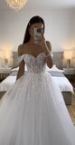Ethereal Wedding Dress Ball Gown Off The Shoulder Tulle White Wedding Dresses Bridal Gowns HZ1121
