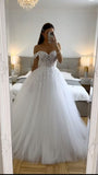 Ethereal Wedding Dress Ball Gown Off The Shoulder Tulle White Wedding Dresses Bridal Gowns HZ1121