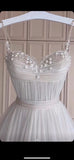 Classic Bridal Gown A Line Spaghetti Straps Tulle White Wedding Dresses Minimalist Bridal Gowns HZ1214