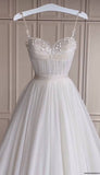 Classic Bridal Gown A Line Spaghetti Straps Tulle White Wedding Dresses Minimalist Bridal Gowns HZ1214