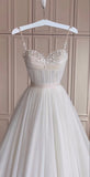 Classic Bridal Gown A Line Spaghetti Straps Tulle White Wedding Dresses Minimalist Bridal Gowns HZ1214