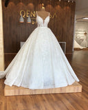 Classic Bridal Gown Ball Gown Spaghetti Straps Lace White Wedding Dresses Minimalist Bridal Gowns HZ1214