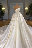 Classic Bridal Gown Ball Gown One Shoulder Satin White Wedding Dresses Minimalist Bridal Gowns HZ1214