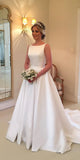 Classic Bridal Gown Ball Gown Scoop White Wedding Dresses Minimalist Bridal Gowns HZ1214