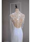 Ethereal Wedding Dress Mermaid High Neck Long White Wedding Dresses Bridal Gowns HZ1214