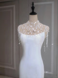 Ethereal Wedding Dress Mermaid High Neck Long White Wedding Dresses Bridal Gowns HZ1214