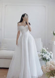 Simple Wedding Dress Ball Gown Off The Shoulder White Wedding Dresses Bridal Gowns HZ1214