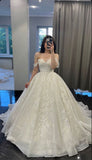 Simple Wedding Dress Ball Gown Off The Shoulder White Lace Wedding Dresses Bridal Gowns HZ1214