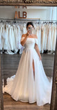 Simple Wedding Dress Ball Gown Off The Shoulder Slit White Wedding Dresses Bridal Gowns HZ1214