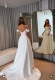 Simple Wedding Dress A line Off The Shoulder Satin White Wedding Dresses Bridal Gowns HZ1214
