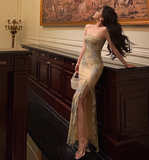 Elegant Mermaid Strapless Green Floral Sleeveless 21st Birthday Dress Party Gown Birthday Outfits Birthday Dress Ideas For Women HZ1214