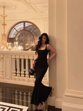 Elegant Mermaid Square Black Sleeveless 23rd Birthday Dress Party Gown Birthday Outfits Birthday Dress Ideas For Women HZ1214