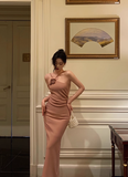 Elegant Sheath Dusty Pink Sleeveless 23rd Birthday Dress Party Gown Birthday Outfits Birthday Dress Ideas For Women HZ1214