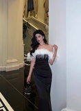 Elegant Mermaid Off The Shoulder Black Satin 21st Birthday Dress Party Gown Birthday Outfits Birthday Dress Ideas For Women HZ1214