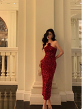 Sexy Mermaid Red Halter Sequin 21st Birthday Dress Party Gown Birthday Outfits Birthday Dress Ideas For Women HZ1214