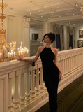 Elegant Mermaid Halter Beads Neckline Black 21st Birthday Dress Party Gown Birthday Outfits Birthday Dress Ideas For Women HZ1214