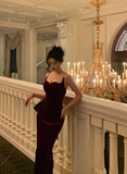 Sexy Mermaid Wine Red Velvet 21st Birthday Dress Party Gown Birthday Outfits Birthday Dress Ideas For Women HZ1214