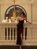 Sexy Mermaid Wine Red Velvet 21st Birthday Dress Party Gown Birthday Outfits Birthday Dress Ideas For Women HZ1214