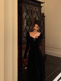 Modest A line Long Sleeves Black Velvet 21st Birthday Dress Party Gown Birthday Outfits Birthday Dress Ideas For Women HZ1214