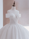 Glitter Wedding Dresses Ball Gown Off The Shoulder Sequin Wedding Dress Long Bridal Gowns HZ1214