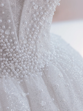 Glitter Wedding Dresses Ball Gown Off The Shoulder Sequin Wedding Dress Long Bridal Gowns HZ1214