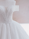 Glitter Wedding Dresses Ball Gown Off The Shoulder Sequin Wedding Dress Long Bridal Gowns HZ1214