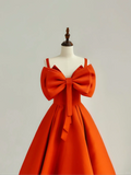 Elegant Glamour A Line Spaghetti Straps Satin Orange 21st Birthday Dress Party Gown Birthday Outfits Birthday Dress Ideas For Women HZ1214