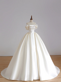 Timeless Bridal Gown Ball Gown Strapless Ivory Satin Wedding Dresses Bridal Gowns HZ1214