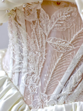 Glitter Wedding Dresses Ball Gown Off The Shoulder Short Sleeves Satin Wedding Dresses Corset Bridal Gowns HZ1214
