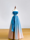 Elegant Glamour Ball Gown Strapless Blue Tulle Prom Dress Party Dress Evening Dresses HZ1214