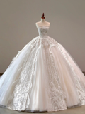 Ethereal Wedding Dress Ball Gown Strapless Tulle Lace White Wedding Dresses Corset Bridal Gowns HZ1214