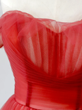 Elegant Glamour Ball Gown Off The Shoulder Red Tulle Prom Dress Party Dress Long Evening Dresses HZ1214