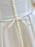 Simple Bridal Gown Ball Gown Short Sleeves Satin White Wedding Dresses Minimalist Bridal Gowns HZ1214