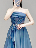 Elegant Glamour Ball Gown Strapless Blue Prom Dress Party Dress Evening Dresses HZ1214