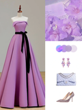 Elegant Glamour A Line Strapless Satin Lilac 21st Birthday Dress Party Gown Birthday Outfits Birthday Dress Ideas For Women HZ1214
