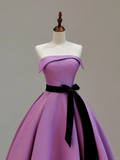 Elegant Glamour A Line Strapless Satin Lilac 21st Birthday Dress Party Gown Birthday Outfits Birthday Dress Ideas For Women HZ1214