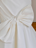 Simple Bridal Gown Mermaid Off The Shoulder Satin White Wedding Dresses Minimalist Bridal Gowns HZ1214