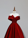 Elegant Glamour Ball Gown Off The Shoulder Red Prom Dress Party Dress Long Evening Dresses HZ1214