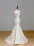 Ethereal Wedding Dress Mermaid Strapless Satin White Wedding Dresses Bridal Gowns HZ1214
